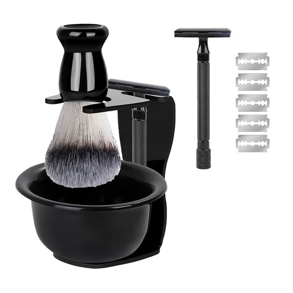 Men's Shaving Brush and Bowl Set, 3-in-1 Shaving Brush Set for Men