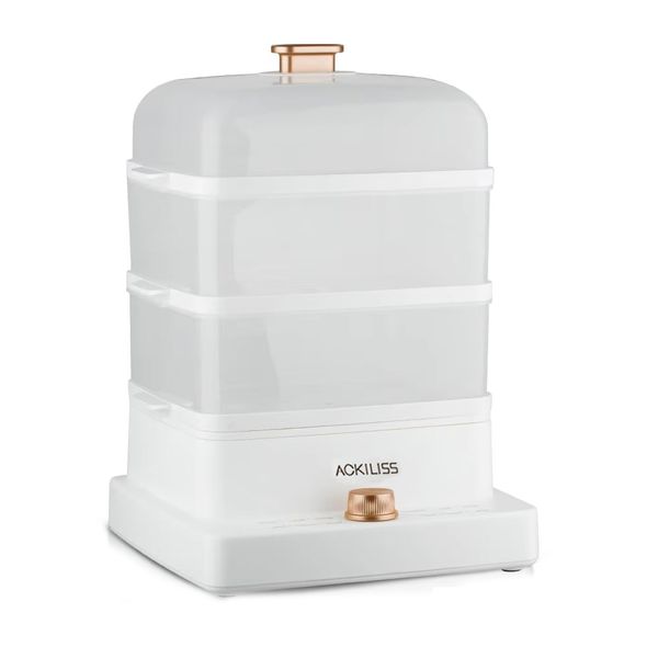 White 3-layer large capacity electric food steamer