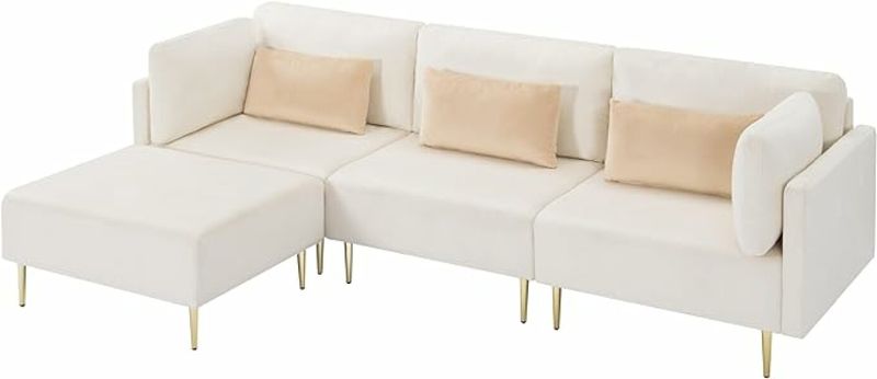 Erica Velvet 4 Seater L-Shape Sofa