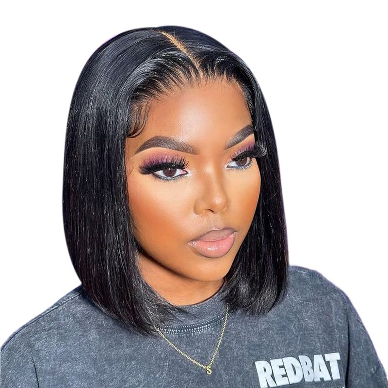 10Inch Peruvian Full Frontal Straight Short Bob Wigs - Geebuy