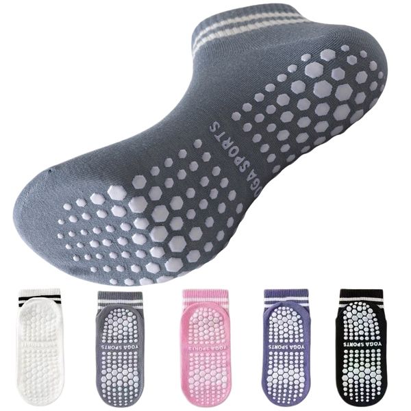 5 Pack Non-Slip Yoga Grip Socks for Pilates &amp; Dance