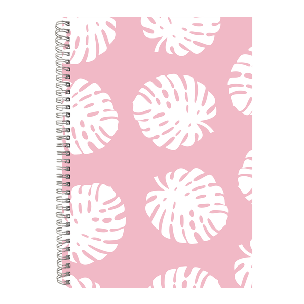 Pink leaf A4 Notebook Spiral and Lined Summer Cats Graphic Notepad Gift 134
