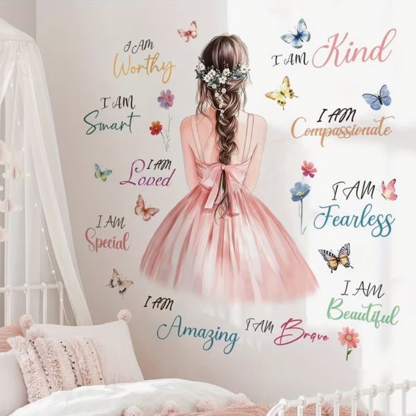 Whispers of Worth: Elegant Affirmation Wall Decal