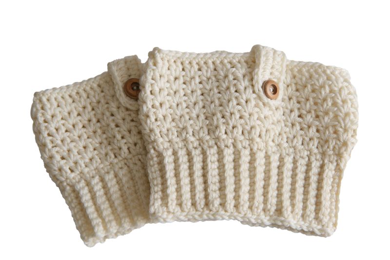 Handmade Crochet Merino Wool Boot Cuffs - Cream Colour