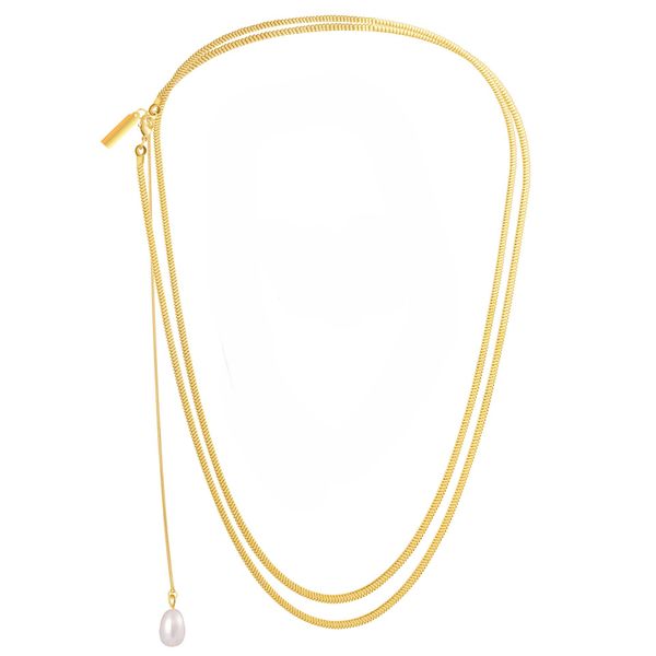 ZELTRYN Simple and Stacked Long Snake Bone Necklace
