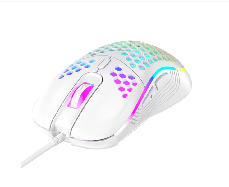 Wired Gaming Mouse, 7200 DPI, 6 Buttons, White, 126x67x38mm