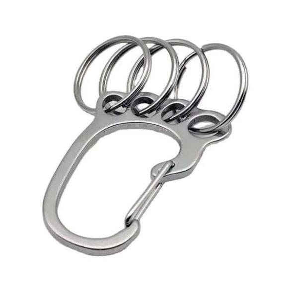 Key Chain/Key Holder Carabiner Chain with 4 Stainless Steel Rings