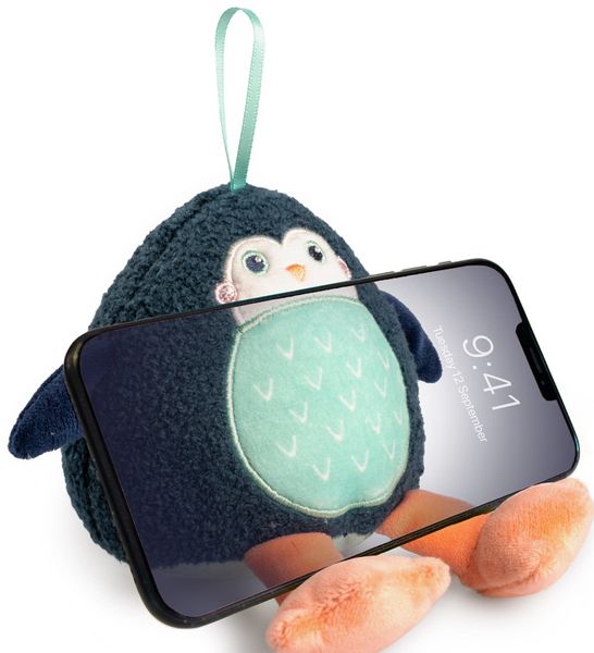 Planet Buddies Plush Penguin Screen Wiper and Holder - Black/Blue