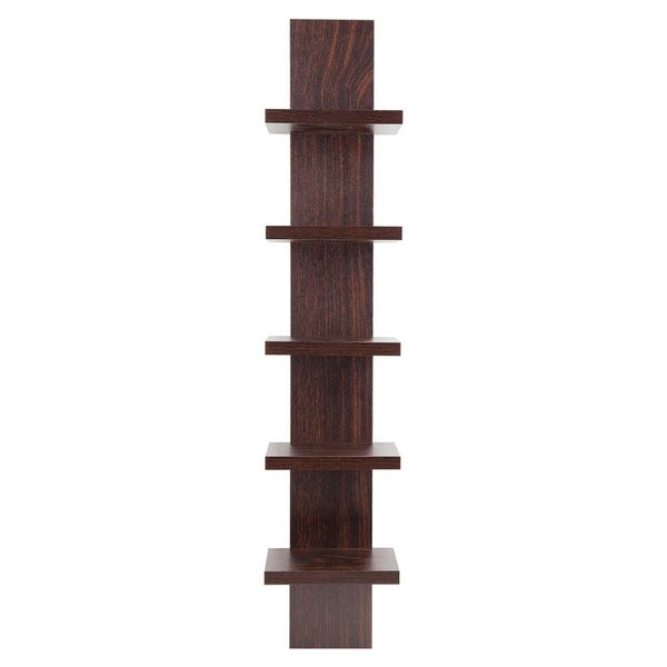 5-Tier Wooden Wall Shelf Vertical Column Shelf - Brown