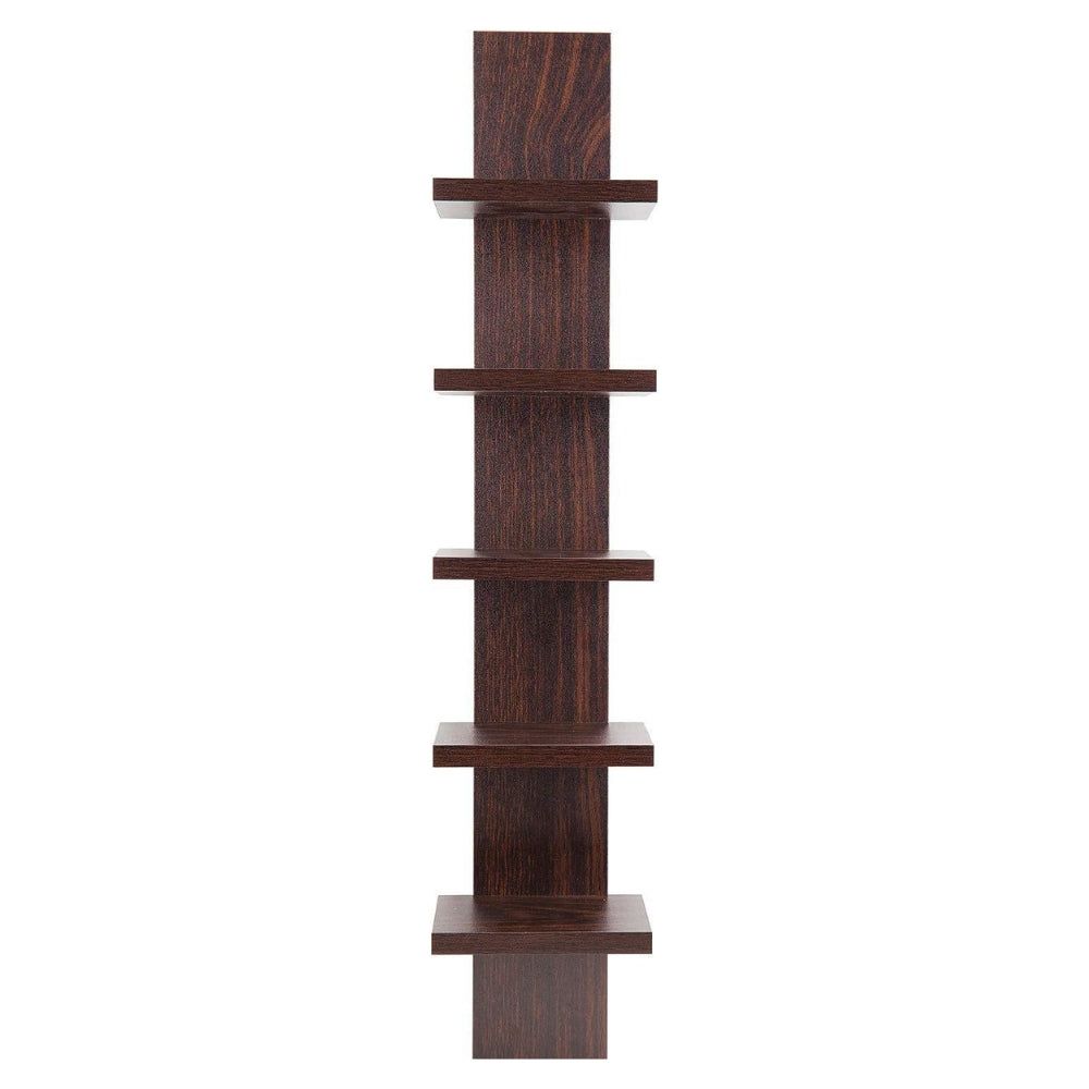 5-Tier Wooden Wall Shelf Vertical Column Shelf - Brown