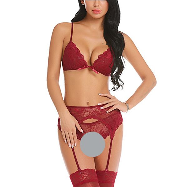 ULC Milano Lace Lingerie Set with Garter Belt and Straps