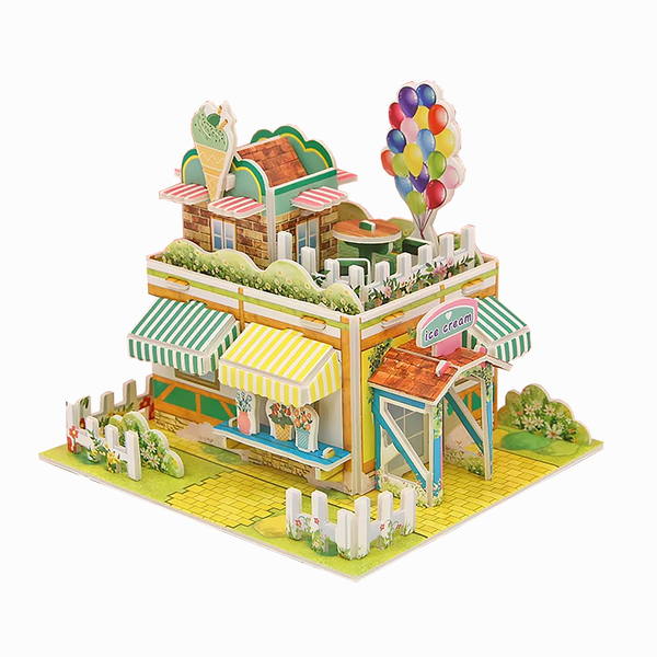 Book Nook 3D Puzzle -Ice Cream House Party Miniature Decor | DIY Kit,Crafts