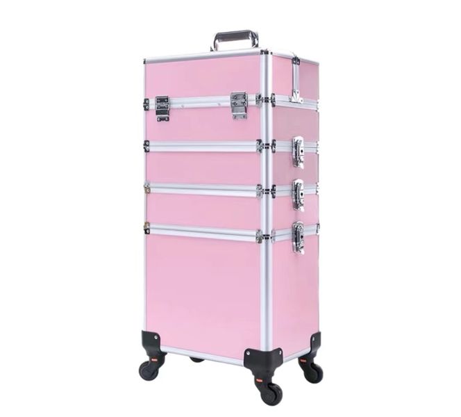 Blush Pink All In One Professional Makeup Trolley Case Cosmetic Vanity Case