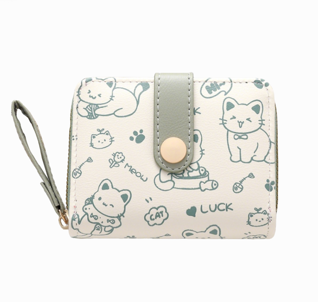 Cartoon Japanese Cute Cat Foldable Large Capacity Hand Strap Wallet