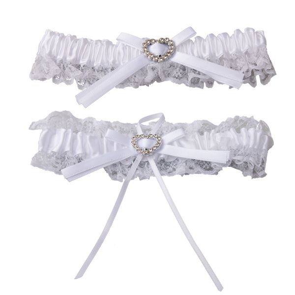 White Lace Bridal Garter with Pearl - Elegant Wedding Party Accessory - 2 Piece