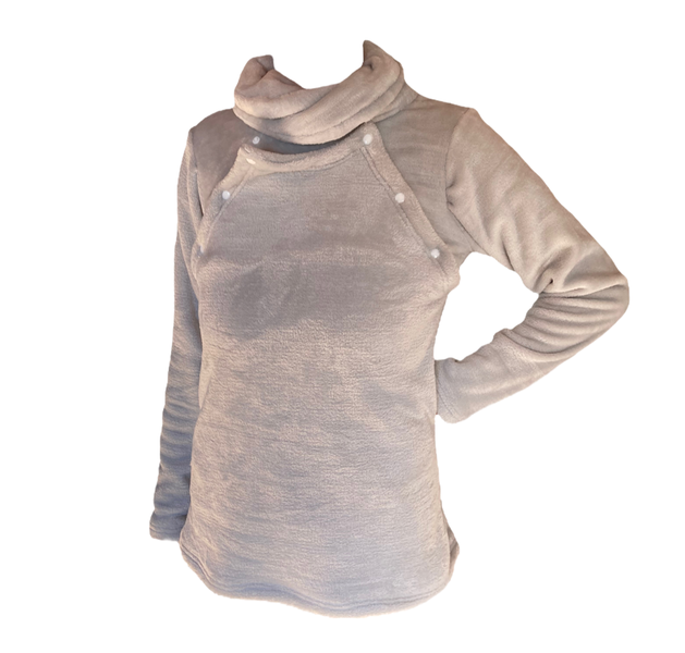 Mongolian Fleece Maternity &amp; Breastfeeding Jacket-Light Grey