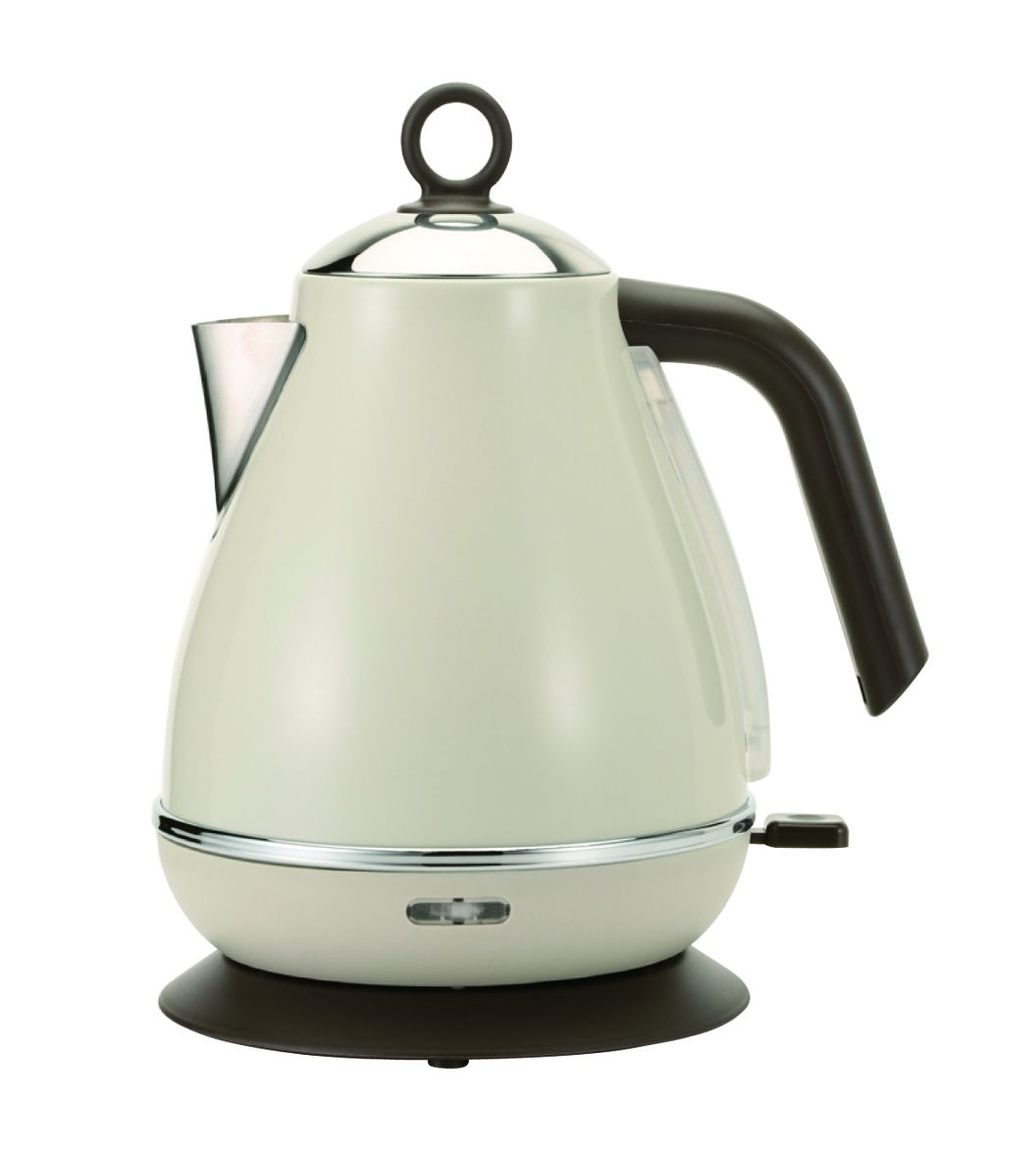 Cream Color Stainless Steel Cordless Pyramid Electric Kettle with