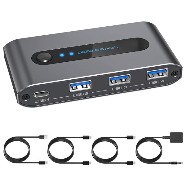 5Gbps USB 3.0 Switch 2 Computers Share USB A/C Ports Supports USB C Input