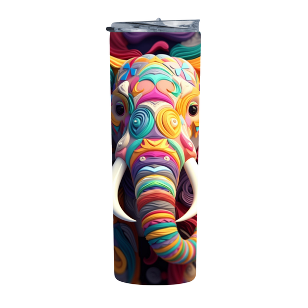 Trippy 3D Seamless Pattern Elephant 3 20 Oz Straight Skinny Tumbler 238