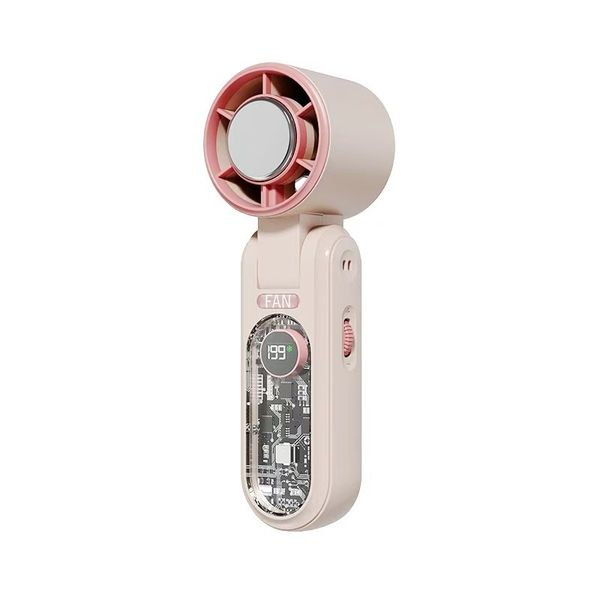 Mini Hand Held Rechargeable Fan with Base-Black White Pink