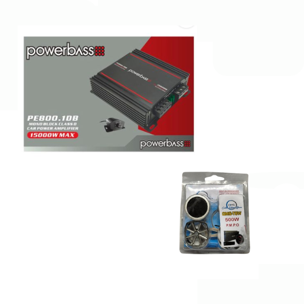 Powerbass PE800.1DB Monoblock 15000 Watts Amplifier &amp; OMS 500W TWEETERS