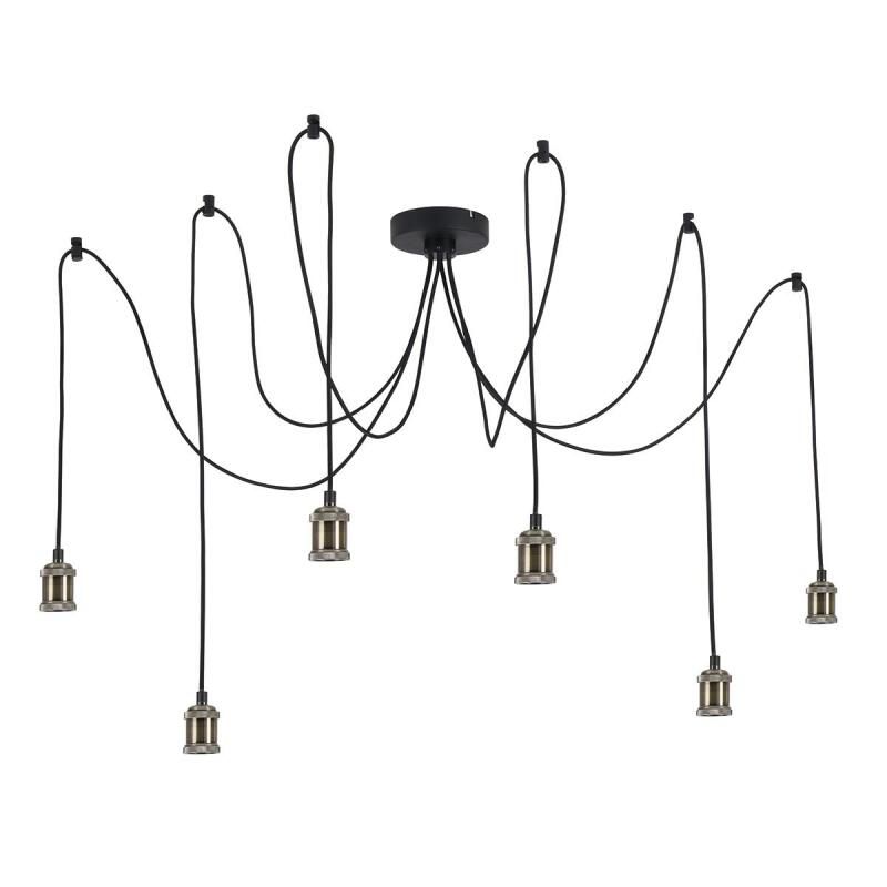 Inspire antic brass black pendant light canopy 6x e27