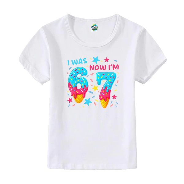 I was 6, now I'm 7 Birthday Kids T-Shirt Short Sleeve