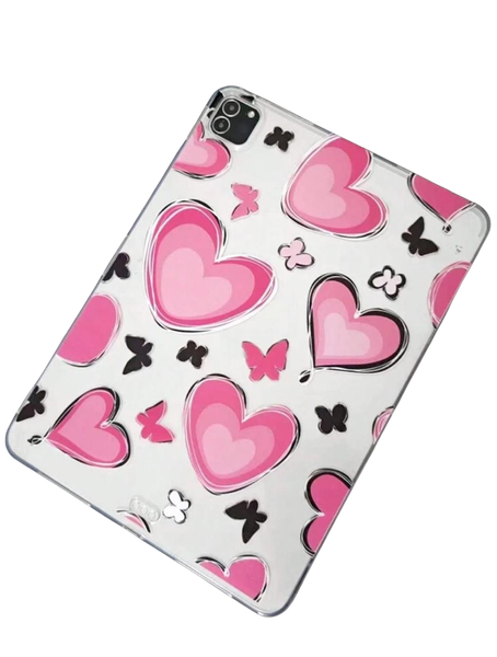 Heart-Shaped Pink Butterfly Cover Compatible with 7/8 &amp; 9th Generation