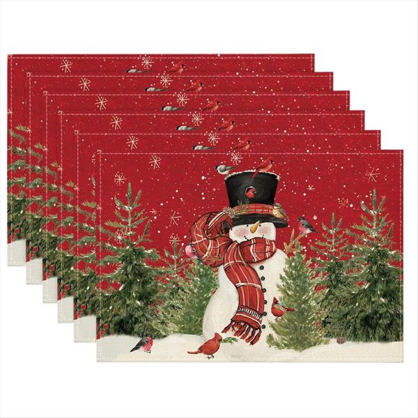 12X18In Seasonal Christmas Holiday Table Mats Washable Table Mats 6Pc