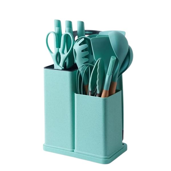 Complete Silicone Non-Stick Spoon &amp; Knife Set with Chopping Board