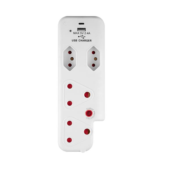Switched 4-Way Medium Surge Adaptor with USB &amp; USB-C