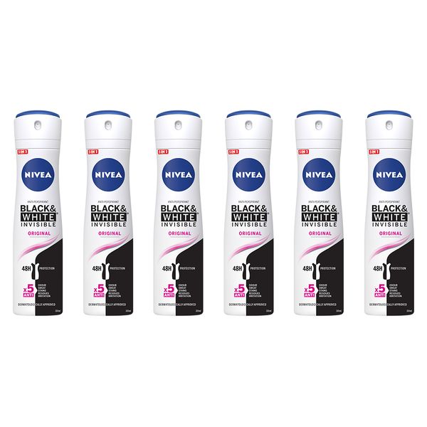 NIVEA Invisible for Black &amp; White Original 48h Deodorant Spray - 6 x 150ml