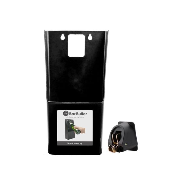 Bar Butler - Wall Mount Bottle Opener With Cap Catcher, Black - Pack Of 6