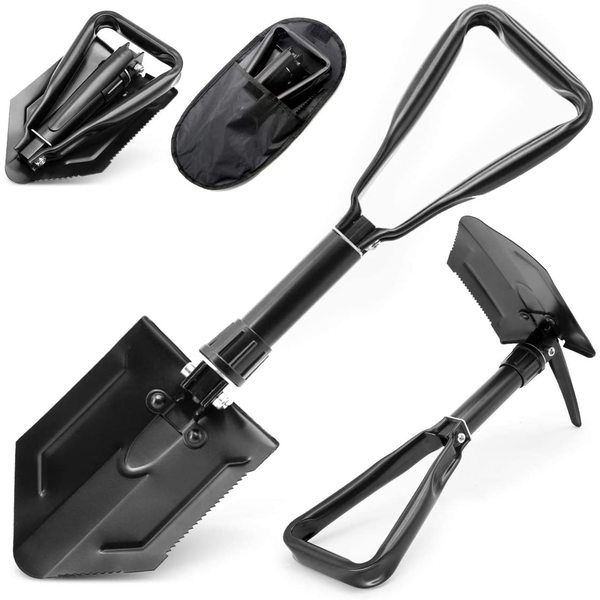 Multifunctional Camping Folding Shovel - Black