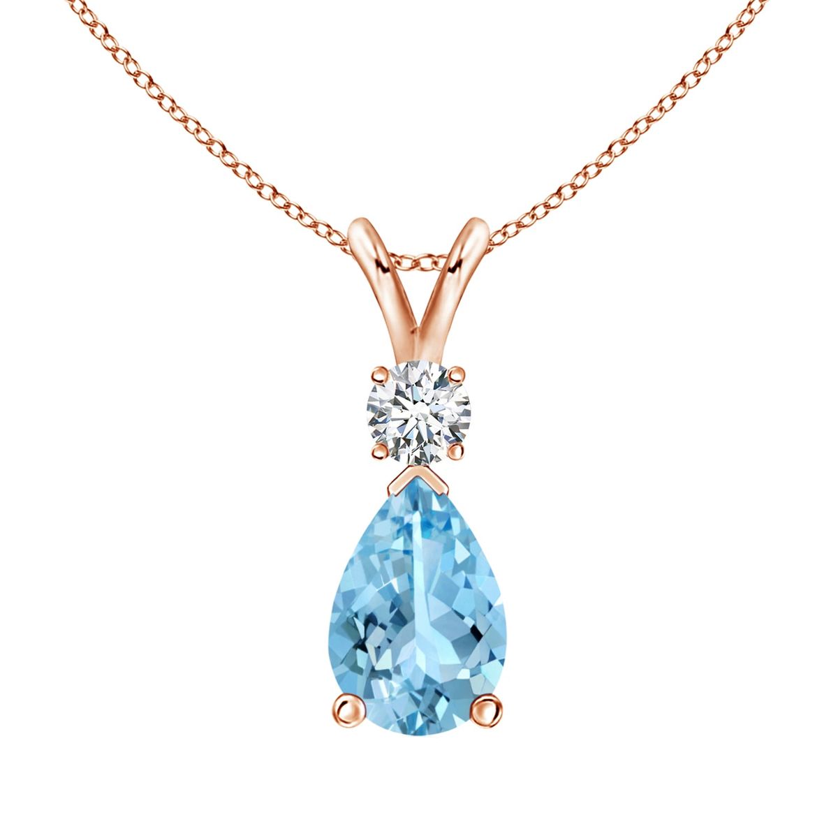 Stella Luna Teardrop Necklace - Swarovski Aquamarine Crystal Rosegold ...