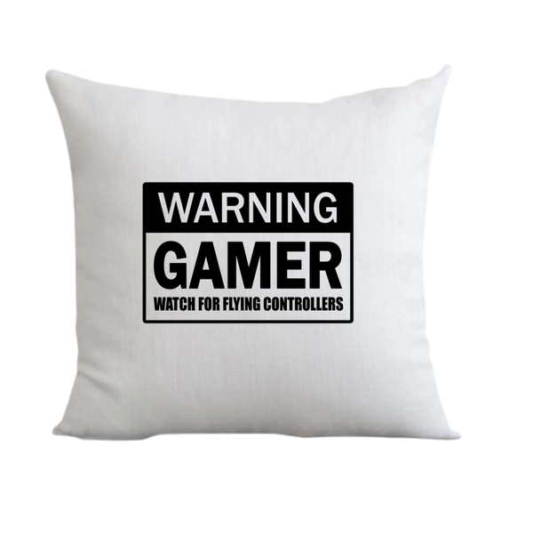 Warning Gamer Gift Throw Pillow