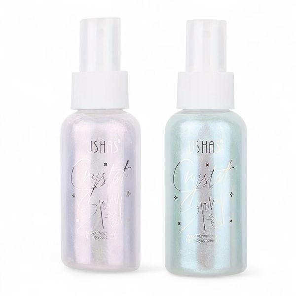Set of 2 - Ushas Crystal Shimmer Highlighter Spray for Body and Face