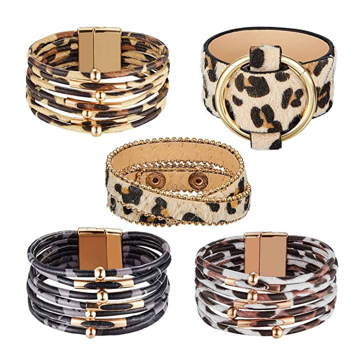 Killer Deals Brass Tube MultiLayered PU Leather Cuff Bracelet