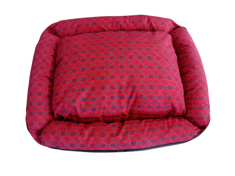 Square Shape - Red African Texture - dog bed 1m x 1.2m