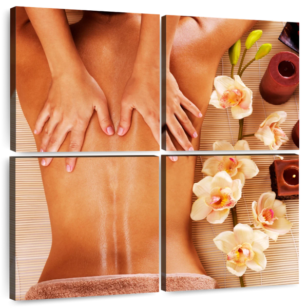 Canvas Art - Spa Massage 4 Piece Canvas Wall Art Living Bedroom Decor