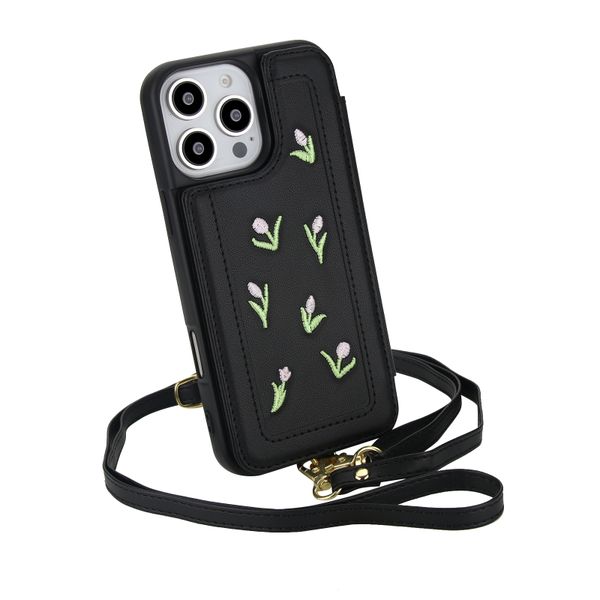 Embroidered Crossbody Phone Case Compatible with iPhone 15 Pro Max