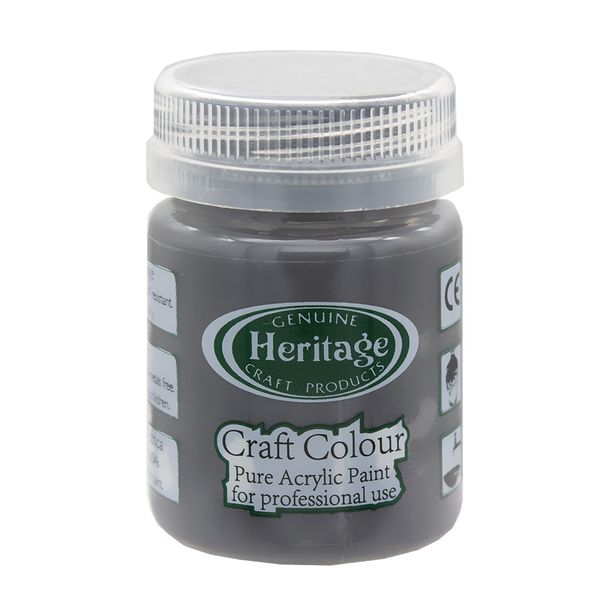 Heritage Pure Acrylic Paint - Craft Colour Range - 50ml - Grey