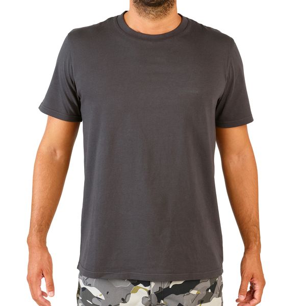 Solognac Men's Short-sleeved Cotton T-Shirt - 100 - Carbon Grey