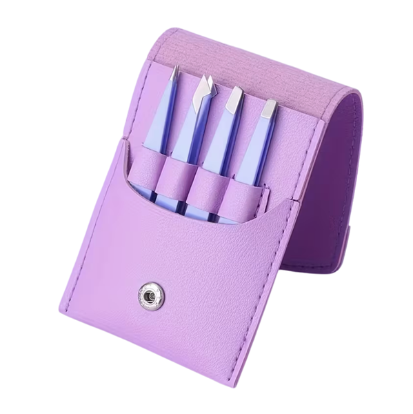 4-Piece Tweezer Set with Carry Case