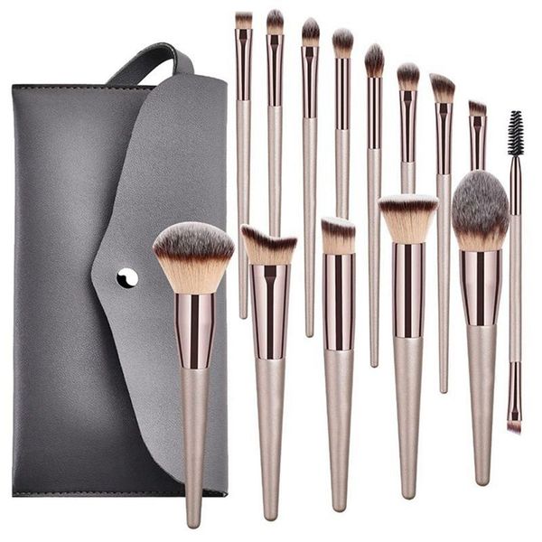 14 Pcs Soft Hair Wooden Handle Loose Powder Blush Makeup Tool Set