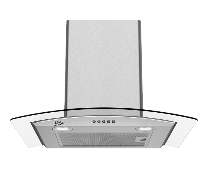 Univa 60cm Wall Mounted Curved Glass Chimney Cooker Hood U600SCG-1