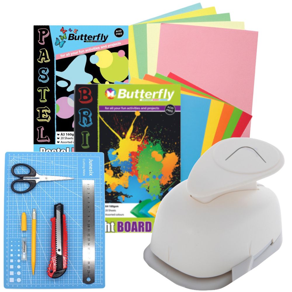 Craft Scrapbooking Corner Paper Punch With Cutting Mat & Cardboard