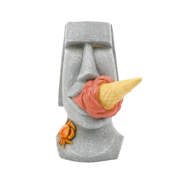 Ice Cream Statue Desktop Sculpture Easter Island Planter Pot C