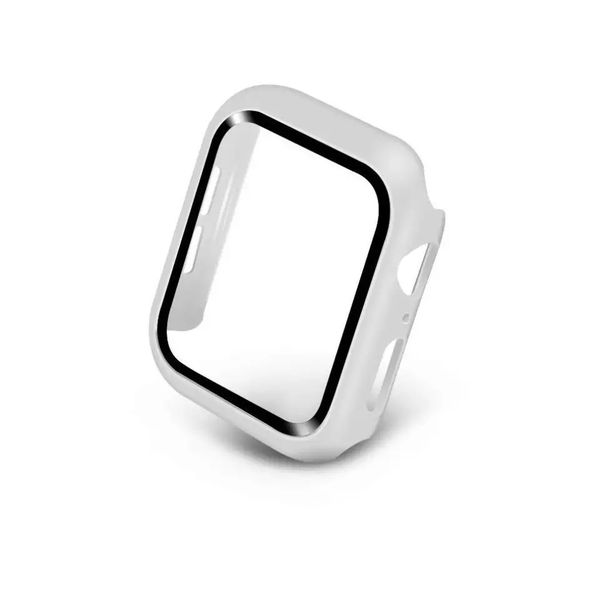 Screen Protector and Bumper Cover for Apple Watch Series 7 41 mm-White