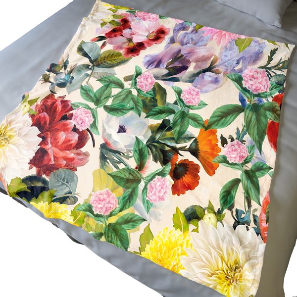 Blooming Flowers and Leaves Light Weight Fleece Blanket